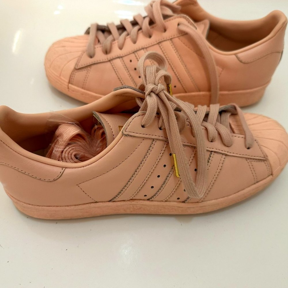 Custom Adidas Superstar Sneakers - Pink Monochrome/Gold Detail - Size 8.5 / 9.5
